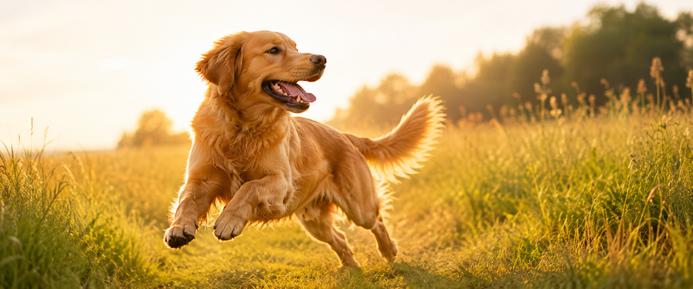 Happy dog enjoying fresh food